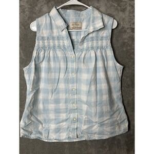 Old Ranch Shirt Womens Extra Large Mesa Tank Sleeveless Plaid‎ Button Up